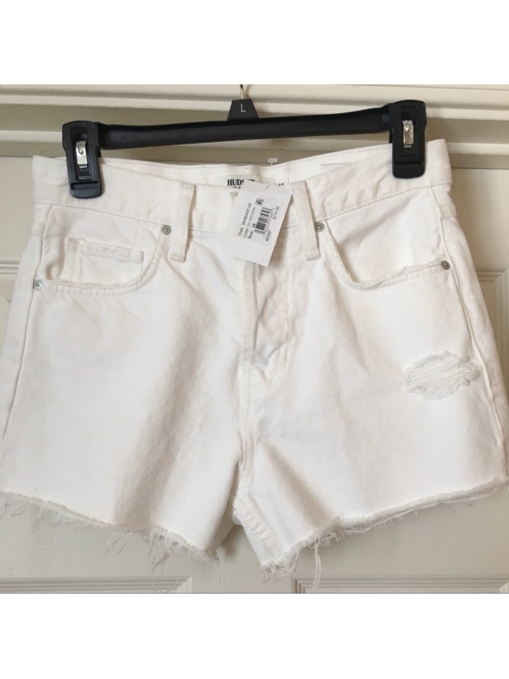 Hudson Jeans White Distressed Women's Denim Shorts